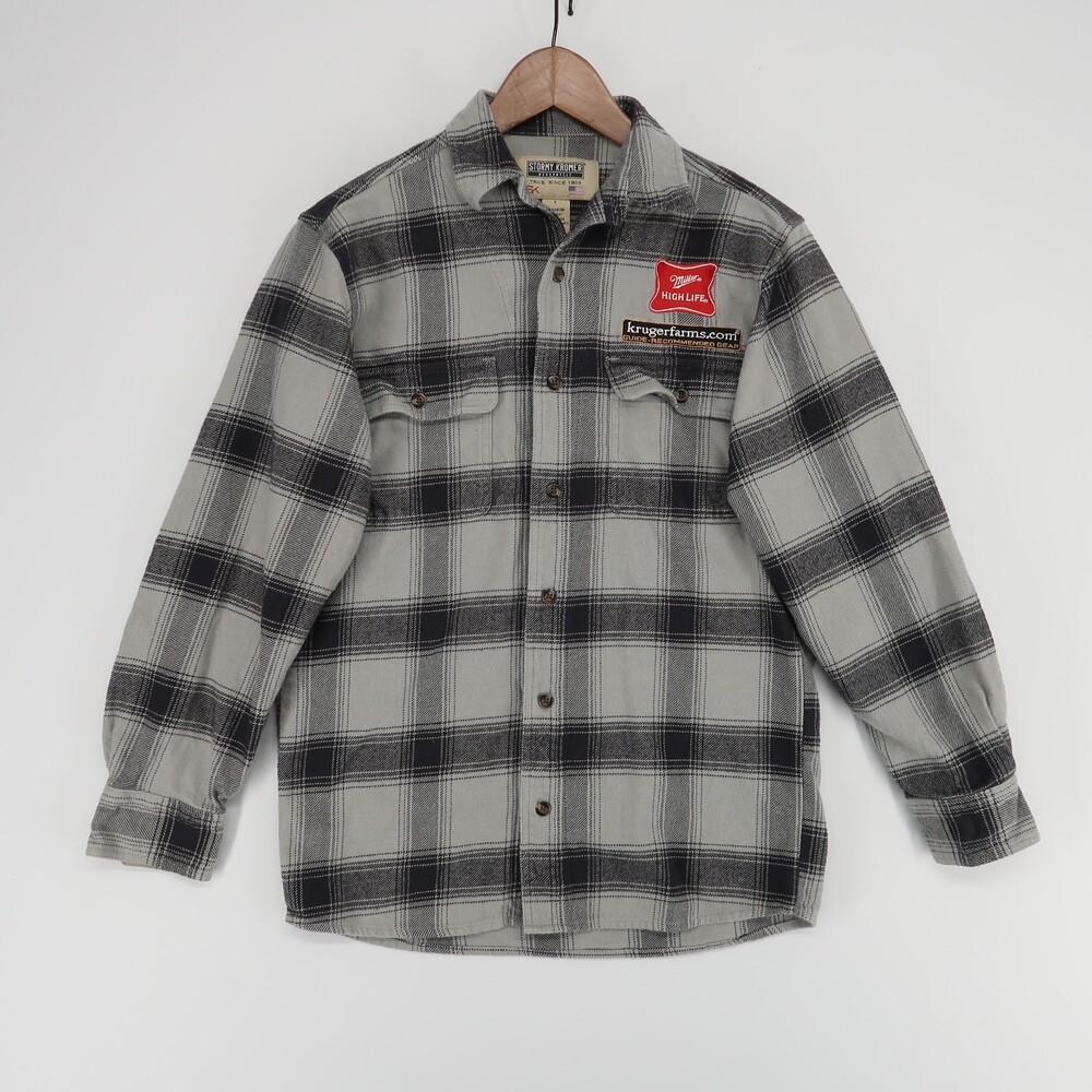 Stormy Kromer The Flannel Shirt Shirt Mens S Gray Plaid Miller High Life‎ Beer